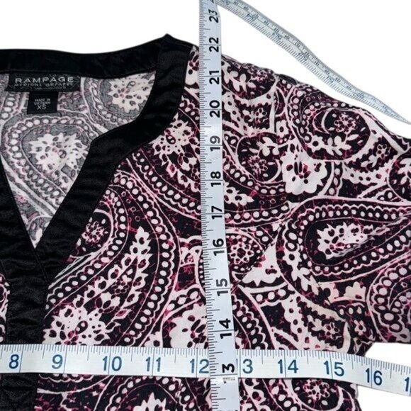 Rampage Womens Paisley Print Scrub Top & Black Pants Set S Cotton Blend - Picture 13 of 15